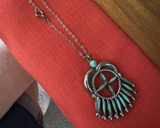 Very nice Sterling silver pendant and Turquoise, signed and stamped