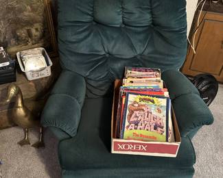 recliner, comic books, Mad Magazines