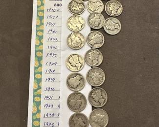 Lot of US Silver dimes, all identified and priced as one money