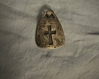 Very Fine stamped and signed sterling silver cross pendant "Jeep"