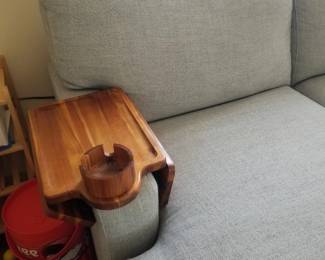 Bassett sectional sofa detail; teak sofa caddy