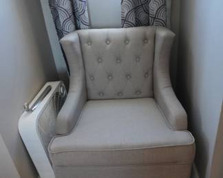 Gray tufted wingback accent chair
