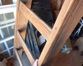 Wooden A-frame ladder shelf