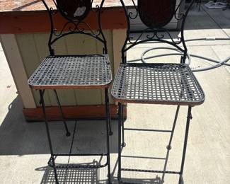 Antique wrought iron barstools