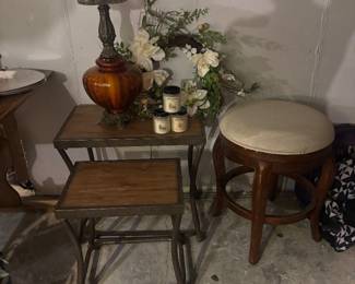 Ashley furniture nesting tables and upholstered swivel stool