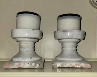 Rustic pillar candle pedestal x2