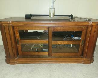 Beautiful Solid wood console with sliding storage 