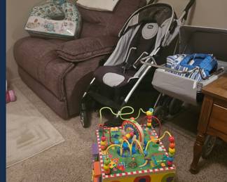 Stroller,  giant wooden play cube,  Vintage babydoll stroller