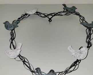 Metal bird heart decor