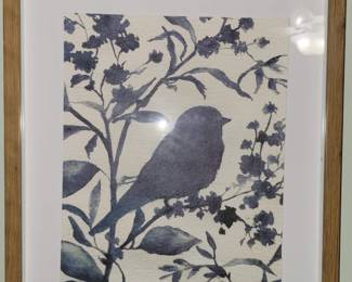 Framed Blue bird artwork.  Set of two.