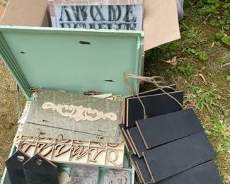 Mystery Lot Of Crafting Supplies Including A Box Of IOD Decor Stamps Unopened