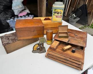 Decorative Wood Boxes Writing Desk Stamp  Decor