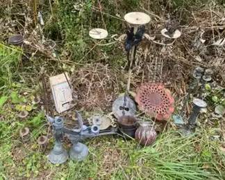 Rustic Metal Garden Art  Assorted Candlestick Holders