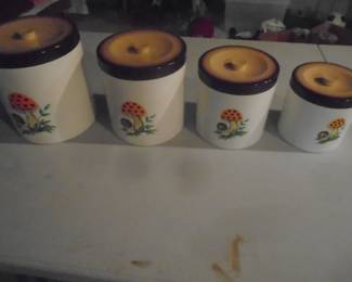 canister set 1970's with mushrooms