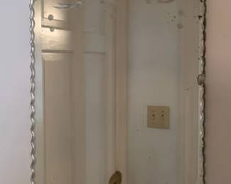 Shabby style vintage etched scalloped edge mirror