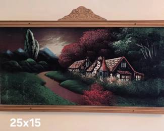 Black velvet folk art painting