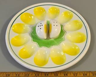 Deviled egg plate with salt and pepper set