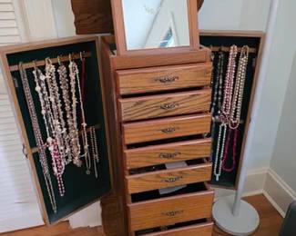 Jewelry armoire and costume jewelry