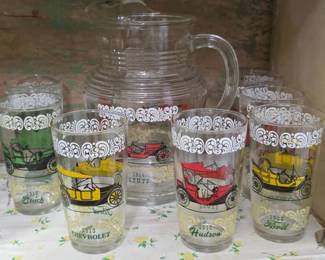 Hazel Atlas pitcher and drinking glasses