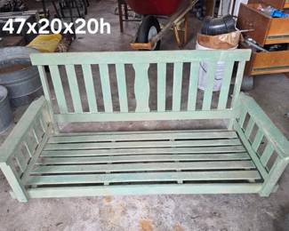 Vintage wood green porch swing