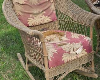 Pair of salvaged wicker rockers
