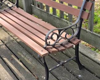 Outdoor iron and wood bench