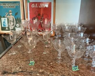 Four sets of vintage Fostoria glasses