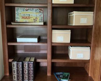 Storage boxes, albums and vintage MAD game