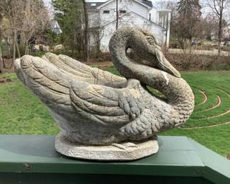 Pair of cement swans