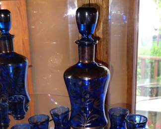 Cobalt Blue Decanter and Cordials