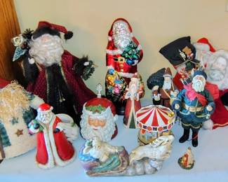Large Old World Style BRN Blown Glass Santa, Claire Burke Santa Planter, Foxhill Santa Stein, Silvestri Santa, Vintage Cloth Santa.