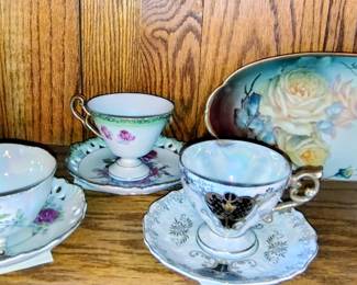 Lefton Tea Cup, Royal China Tea Cu, Thomas Hand Painted Tray.p