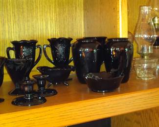 Vintage Black Onyx/Ebony Glassware