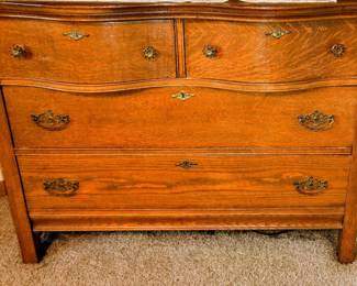 Oak Chest With Serpentine Drawers