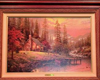 Thomas Kinkade "A Peaceful Retreat" Impression on Canvas, Beginning of a Perfect Evening 2