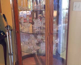 Oak Curved Glass Curio Cabinet