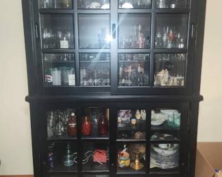 Sliding door black display cabinet