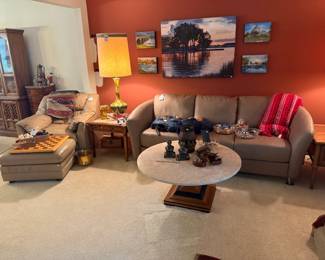 Emerson Leather Chair & Ottoman, Palliser Leather Sofa 