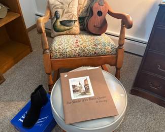 Antique Wooden Chair, Footrest 