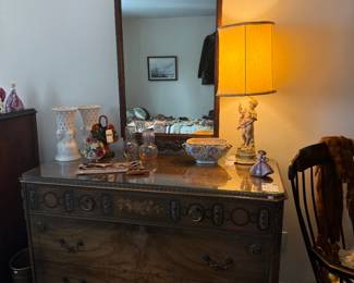 Johnson Furniture Inlaid Wood Dresser & Mirror