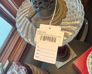 Cranberry Glass Parlor Lamp 
