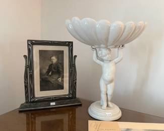 Metal Frames Cherub Shell Compote Dish 