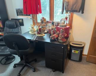 Desk, Office Chair, Desk Lamp 