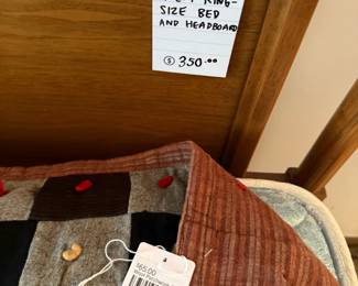 Wool Patchwork Quilt, MCM King-Size Bed & Headboard 