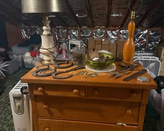 Wooden Dresser, Table Lamps