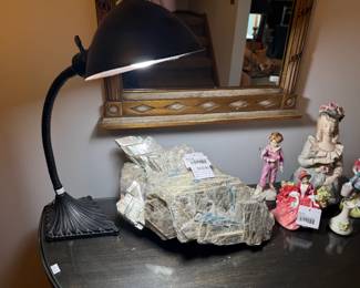 Desk Lamp, Natural Blue Kyanite on Quartz 