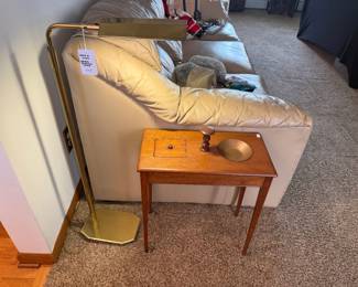 Floor Lamp, Wooden Side Table 