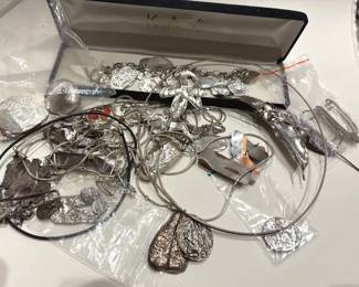 Large lot of Jewelry made from Silver Precious Metal Clay