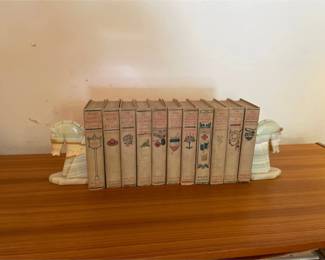 Vintage The Little Colonel And Mary Ware Books With Stone Horse Bookends