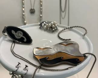 Mix Of Silvertone Jewelry And One Silver And Gold Pendant